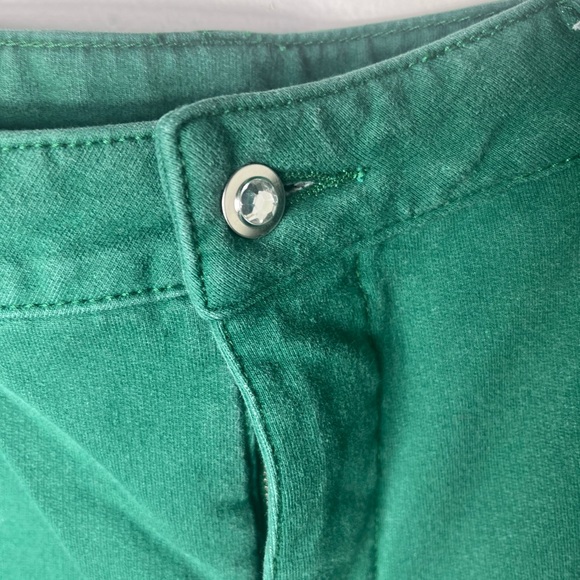 DreamJeannes Quacker Factory Green Stretch Pants Size 16 Rhinestone Heart - Picture 3 of 7